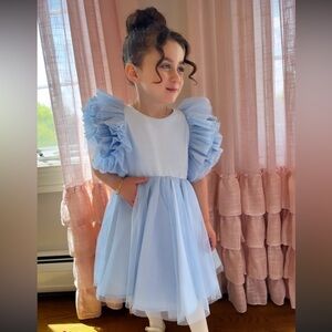 Jessie and Jame London Blue Ruffled Dress